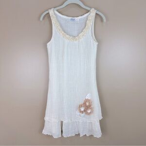 Charming Charlie Ivory Floral Layered Tunic Mini Dress Small